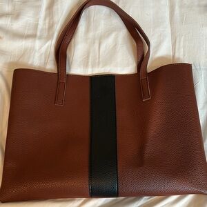Vince Camuto Brown and Black Leather Tote Bag
